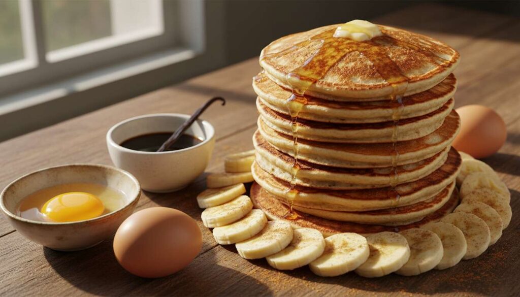 Biorę 2 jajka i 2 banany. W 10 minut mam górę mięciutkich śniadaniowych placuszków